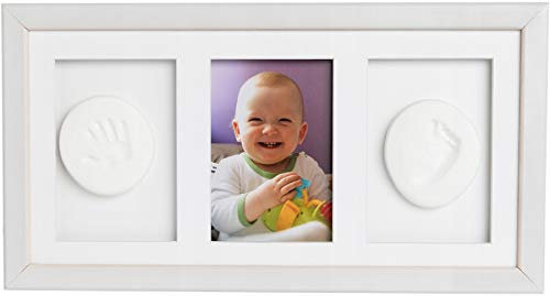 Balmul Baby HandPrint kit de moldeo de huellas dactilares - marco de memoria doble natural, color madera natural