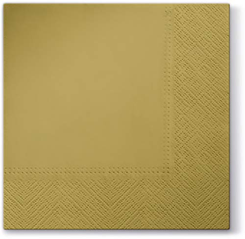 Gold Paper Napkins Quality Decorative Serviettes 3ply 33cm x 33cm (Pack of 20)