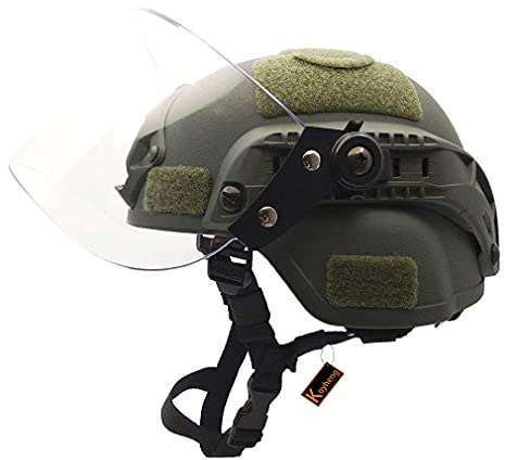 Koyheng Casco Mich 2000 Leggero e Veloce con Visiera Parasole Trasparente per Airsoft Paintball CS War Games Sport all'Aria Aperta