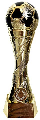 Larius Group Fußball Pokal mit Wunschgravur Extra Groß (250mm, 460gr.) - Trophäe Ehrenpreis Goldener Schuh Ball - Torschützenkönig (ohne Wunschtext)