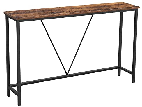 VASAGLE Konsolentisch, Flurtisch, Beistelltisch, Eingangsbereich, Wohnzimmer, stabiles Stahlgestell, Industrie-Design, vintagebraun-schwarz LNT020B01, Normale, 120×23×74 cm