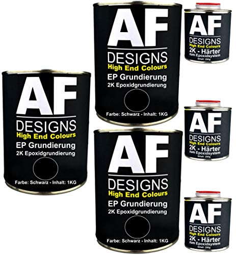 Alex Flittner Designs Epoxidfüller 3 x 1,20kg 2K Grundierung Füller EP Füller in schwarz für Autolack Rostschutz