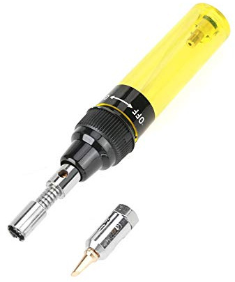 Akku-Butan-Lötkolben Gas-Lötkolben Mini-Butan-Brennerstift Gaslötbrenner-Lötkolben-Schweißpistole zum Schweißen von elektronischen Produkten und Motherboard-Schaltkreisen(Gelb)