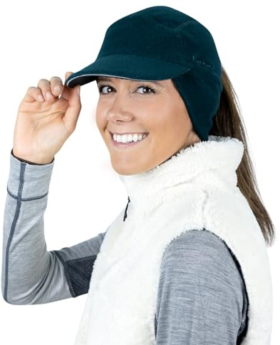 TrailHeads Fleece Sport Mütze Damen - Pferdeschwanz-Wintermütze mit reflektierendem Rand