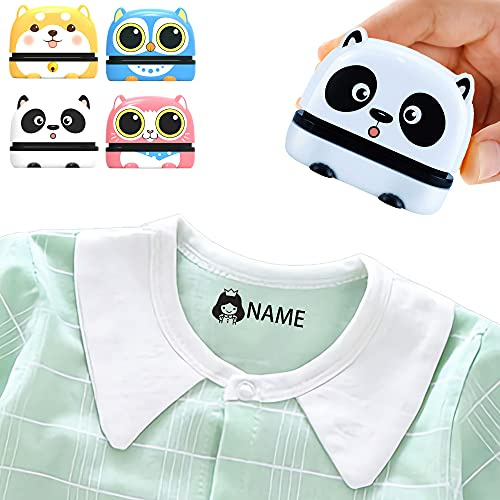 DGLpintu Benutzerdefinierter Stempel, personalisierte selbstfärbende Namensstempel, personalisierter Namensstempel für Kindertagesstätte, Pflegeheim, Schule, Kleidung,(Panda/Girl)