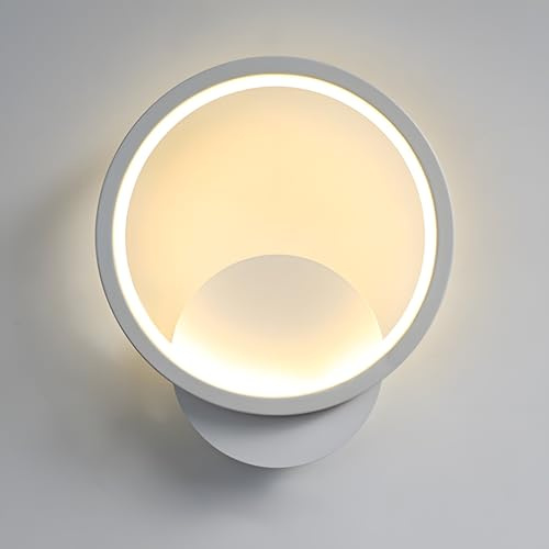 ZTWLEED LED Wandleuchte Innen,12W 1400LM Wandlampe Mordern | 3000K/4000K/6000K,LED Runde Wandbeleuchtung für Schlafzimmer Wohnzimmer Korridor Treppenhaus,Weiß 110-240V