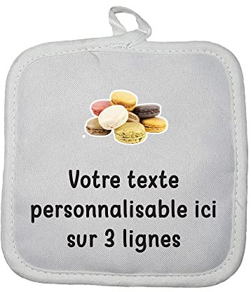Manique Gant de Cuisine Pictogramme Macarons avec Texte Personnalisable