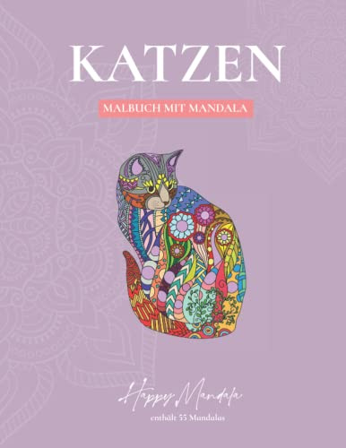 Mandala-Designs: Malbuch mit Anti-Stress-Erwachsenenkatzen mit schönen und großen komplexen Mandala: Katzen mit Mandalas ausmalen |Mandala-Malbuch für Erwachsene mit 55 Katzen