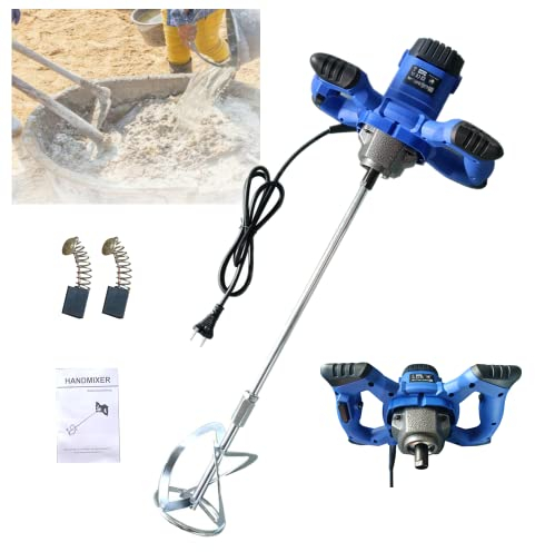 2600W 220-240 V Miscelatore cemento e malta, Miscelatore per Calcestruzzo Miscelatore per Colla,Strumento di Agitazione Regolabile 6 Velocità Portatile