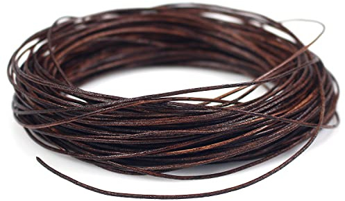 RUBY ca. 20m x 1mm Echtes Lederband Lederriemen,Classic Lederband Kette,Lederbänder für Ketten,Lederschnur für DIY-Schmuck Wie Armbänder,Halsketten und Uhrenarmbänder(öliges Braun-1mm)