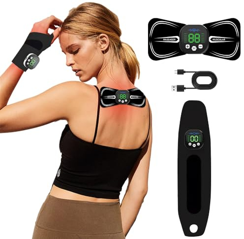 Massaggiatore Collo Cervicale,Massaggiatore Mani Artrite 2pcs,Dispositivo di Allenamento EMS,Massaggio Corpo intero,10 modalità 29 livelli di intensità,Wireless Conveniente,Aliviare il dolore Muscol