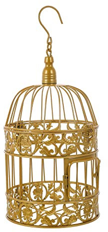 YARNOW Dekorativer Vogelkäfig aus Eisen im Europäischen Stil Goldener Schmuckhalter Laterne Kerzenhalter Schreibtisch und Hochzeitsdeko 19 X 35cm für Esstisch Bücherregal Fenster
