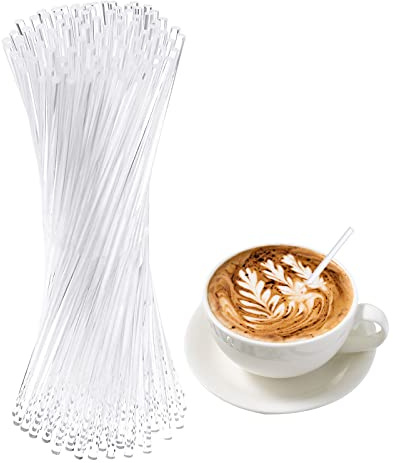 Lot de 100 agitateurs à café en acrylique transparent - Pour bonbons, sucettes, gâteaux, chocolats, anniversaires, fêtes de mariage - 10,2 cm