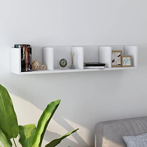 INLIFE Scaffale da parete per CD, bianco, 100 x 18 x 18 cm, in legno, bianco, 5,2 kg, 801319