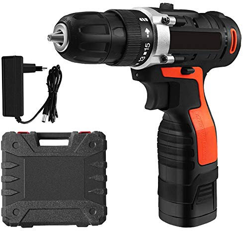 Samnuerly Destornillador inalámbrico, 32N · m Máx. Batería de Iones de Litio Torque de 1300 mAh y 16,8 V, luz LED y Linterna, Adaptador de Carga, Taladro de Impacto inalámbrico Profesional