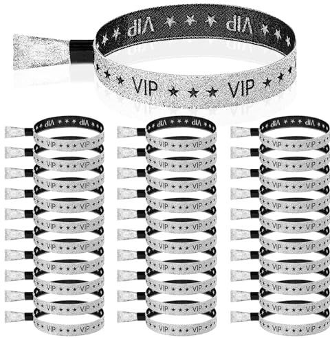 Tigeen 100 Pcs VIP Wristbands Cloth for Events Party VIP Bracelets for Wedding Concert Fair(Silver)