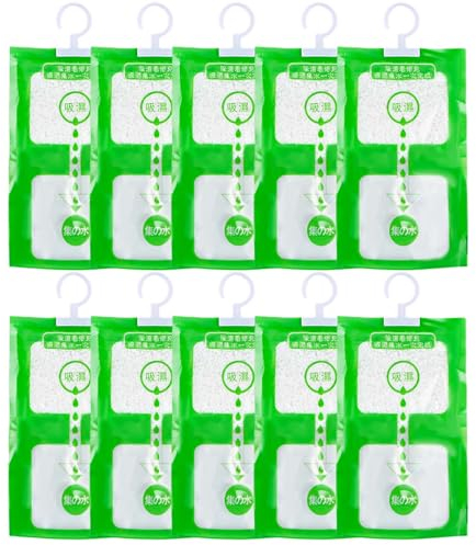 Deumidificatore armadio 10 pcs sacchetti assorbi umidità armadio, Assorbi Umidità da Appendere Assorbono per Armadi, Cucine, Seminterrati, Lavanderie, Camper