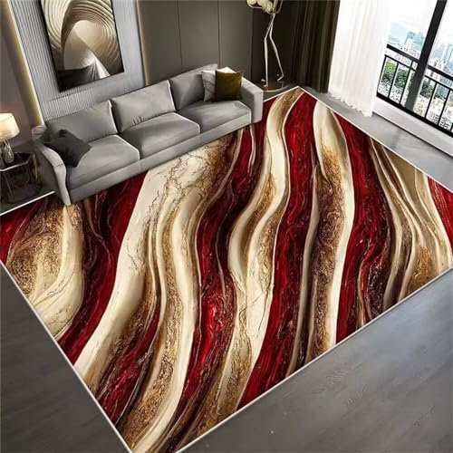 RUGMRZ Bettvorleger Schlafzimmer rutschfest Zimmer deko Minimalistische rote und gelbe Fläche Teppich Licht Luxus Wohnzimmer Zubehör rechteckig Non-Fading Spiele 200X250CM