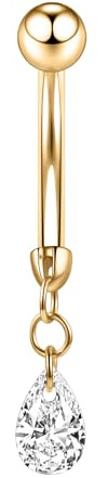 AROWRO Bauchnabelringe GoldVch Nabelpiercing Schmuck Titan Bauchnabelpiercing Bauchnabelschmuck 14g Bauchringe Vch Nabelschmuck Innengewinde Diamant Nabel Barbell Stud