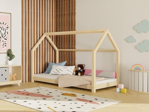 Benlemi Kinderbett TERY | in Form eines Hauses | aus Holz | 120x200 cm (Weiß)