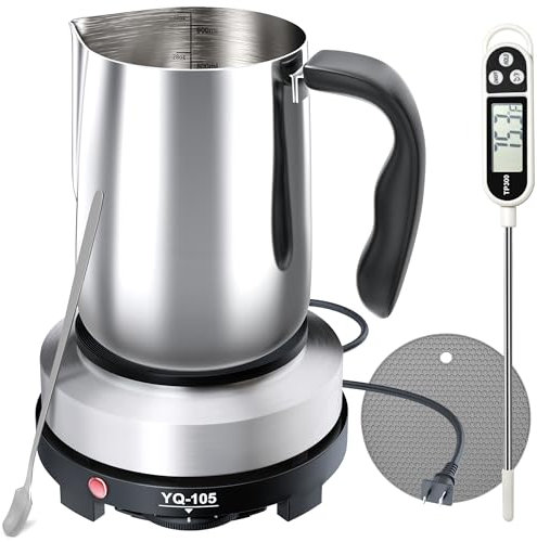 KuPro CasaCulina 2024 New Candle Making Kit with Hot Plate, Candle Making Supplies with Wax Melting Pot, Stirring Spoon, Anti-Scalding Pad, Thermometer for Adults Beginners, Candle Making Pouring Po