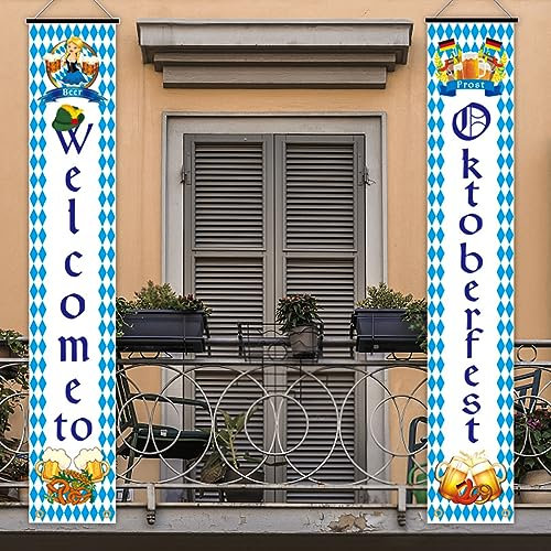 Oktoberfest Bandiera dei Segni, 2 Pezzi Striscione Dell'oktoberfest, Decorazioni Dell'Oktoberfest Bavarese, Decorazione Oktoberfest Party Festa Porta Casa Parete Giardino Interni e Esterni (180 * 30)