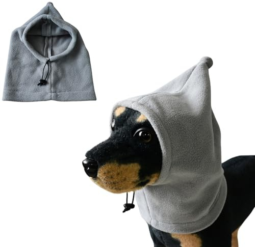 BT Bear Plüsch-Hundehüte, warme Haustierabdeckung, Wintermütze Hundekopf-Umhüllung mit geräuschreduzierenden Ohren für Hunde, Ohrenschützer Lärmschutz für kleine bis mittelgroße Hunde (Grau, S)