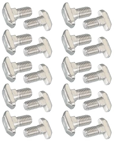 PATIKIL M8 x 14 mm Thread T-Slot Bolts, 20 Pcs Drop-in Bolt Hammer Head T-Bolt Standard 8 mm Sliding Screw Stud for 40 Series Aluminum Extrusion Profile, Silver