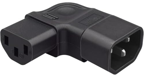 TECHZOCO Adapter IEC C14 auf C13, gewinkelt, Adapter C14 auf C13, Stecker IEC 320 C13 auf C14, 90 Grad, 10 A, 250 V, geeignet für Computer, Monitor, Drucker, USV, UPS, Server, schwarz, rechtwinklig
