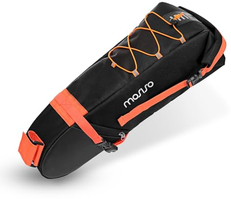 MOSISO 12L Borsa Sella Bicicletta Borsa Sottosella, Borsa Portautensili Bicicletta Grande Capacita, Borsa per Accessori da Ciclismo con Striscia Riflettente per Ciclismo su Strada E Montagna, Nero