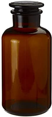 UNIQUE HOME LIVING Apothecary Jar Reagent Bottle, 500ml Amber Glass Storage Jar with Lid, Reusable Vintage Refillable Container for Herbs, Spices, Oils, Bath Salts, Lotion, Perfume