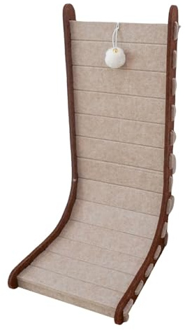 Kratzbrett Katzen, 60cm hohe L förmige Kratzpappe, widerstandsfähig Katzenkratzbrett mit Ballspielzeug, Kratzmöbel aus Karton für Wand und Ecke (Grau)