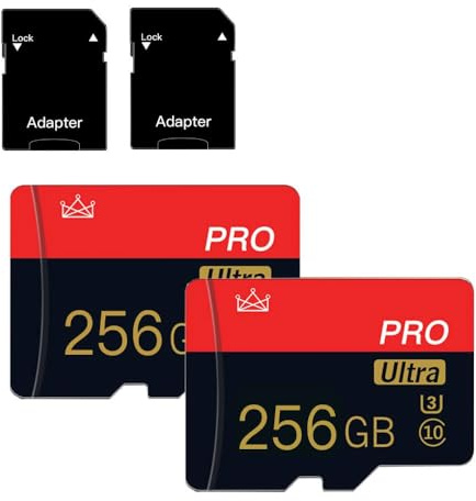 2 Pack Micro SD Card 256GB Class 10 with SD Adapter High Speed Memory Card for Tablet,Drone