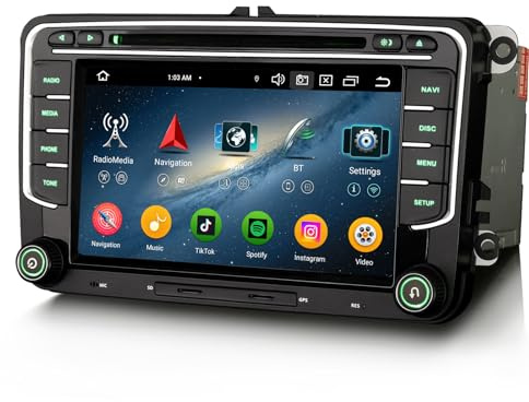 8 Núcleos 4GB+64GB Android 14 Radio Coche Bluetooth GPS Navegación para VW Polo 6R Crafter Amarok Caddy T6 Skoda Yeti 7 Reproductor de DVD Pantalla táctil Wireless Carplay Android Auto WiFi DSP Dab+