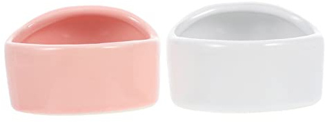 Toyvian 2Pcs Ceramic Hamster Feeders Compact and Durable Food Bowls for Pets for Hamsters and Hedgehogs Stylish Design Pink and White for Comfortable Dining