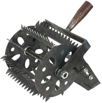 OOOVAVNE Azada Manual con Ruedas for desherbar, de Acero al manganeso, Dentada, agrícola, sin Mango, 1 Unidad
