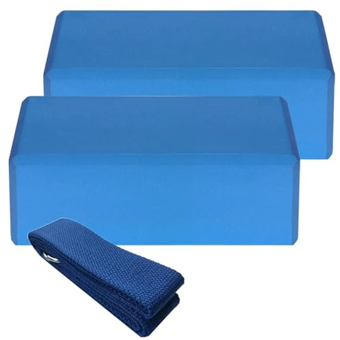 Yogablock yogablock bomullsrem stabilitetsset för meditation (blå)