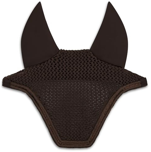 Equimour Fluga luva ren choklad – virkad bomull virkad Fly Bonnet med ventilerande öron och ton-i-ton glittersnöre, full
