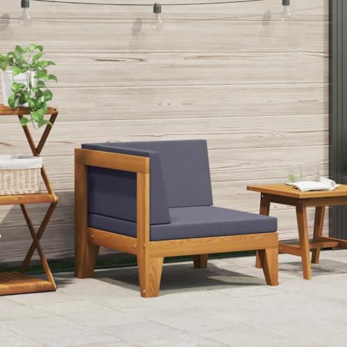 Hoopleep Modular-Ecksofa Akazie Massivholz, Dunkelgraue Kissen, Witterungsbeständig, Gartenmöbel Set, Außenbereich Terrasse, Langlebiges Loungesofa