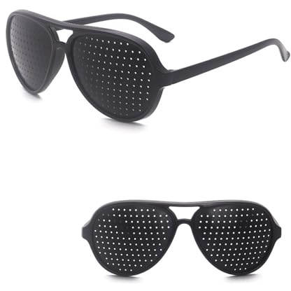 VEGCOO 2 Stück Rasterbrille Augentraining, Raster-Brille Augentrainer Lochbrille Raster Multidot Brillen, Lochbrille für Entspannung, Brille Lochbrille für Augentraining für Herren Damen