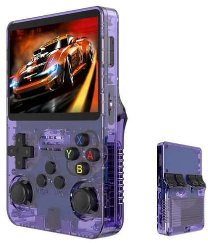 Retro Handheld Game Console, Portable Video Game Console with Built-in 20,000+ Games, 64/128GB TF Card,3.5 in HD Screen,3500mAh Battery, Linux System, 30+ Emulators (64G,Purple)