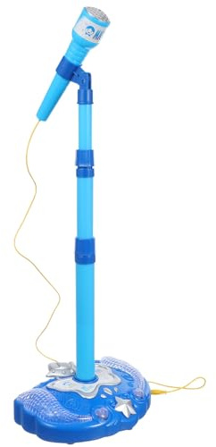 WEKAMOS Microphone pour Garçon et Filles Bleu sans Piles Musical Éducatif Karaoké Microphone Chant pour Filles et Garçons Accessoire Karaoké Portable