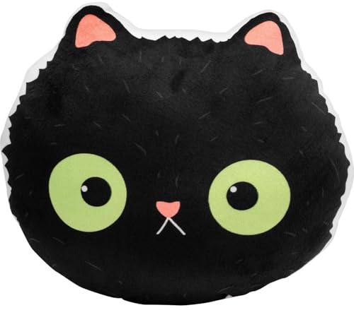 Sheepworld Plüschkissen Motiv Schwarze Katze | Kuschelkissen in Katzenform, 26 cm x 29 cm, Kissen aus recyceltem Polyester | Geschenk, Geburtstagsgeschenk, Katzenfreunde | 74985