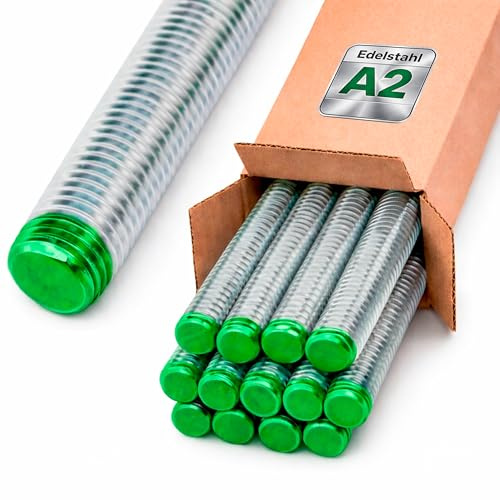 Lun Fix Varillas roscadas M4, 1 m, 50 uds., DIN 976, inox. A2 V2A | Rosca completa y cortables, para construcción de metal, madera, montaje y exterior