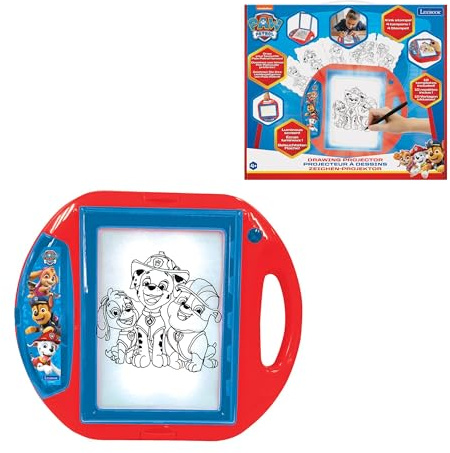 Lexibook, Pat' Patrouille Projecteur de Dessin, CR310PALXB | 4 tampons, 10 modèles, 1 stylo, écran lumineux, jouet créatif, garçons et filles, Rouge/Bleu