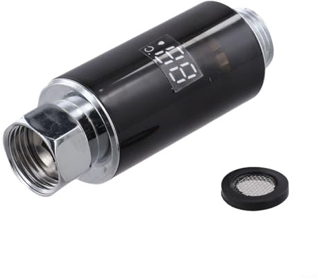Soffione doccia a LED con display della temperatura dell'acqua, termometro idroelettrico, sicurezza in tempo reale per l'impianto idraulico domestico, non richiede batterie, nero