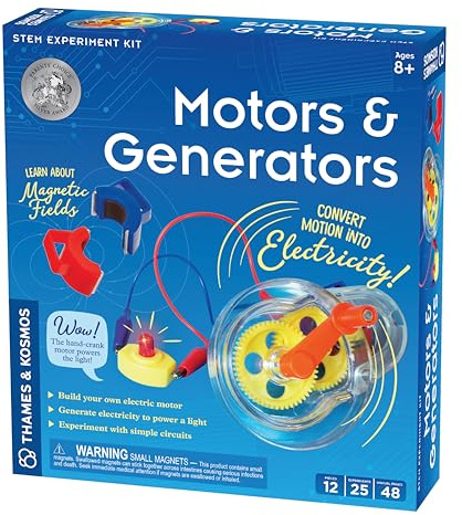 Thames & Kosmos , 665036 , Motors & Generators , Experiment Kit , Build Your Own Electric Motor , Generate Electricity To Power A Light , 25 Experiments , Ages 8+