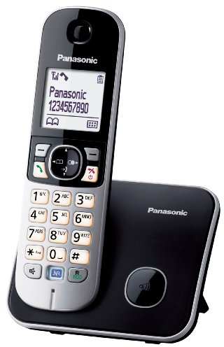 Panasonic KX-TG6811FRB DECT Téléphone Numérique Sans Fil, Base et Combiné Mains Libres, Identification de l'Appelant, Blocage des Appels Indésirables, LCD Mode Éco, Touche Fonction Intelligente,Noir