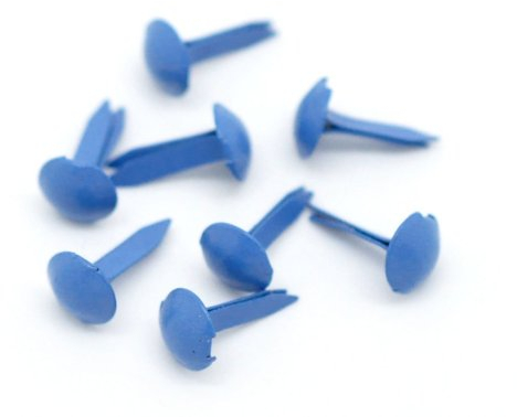 Pack of 100 Pastel Blue Round 9mm x 5mm Brads for Card Making and Scrapbook Art.