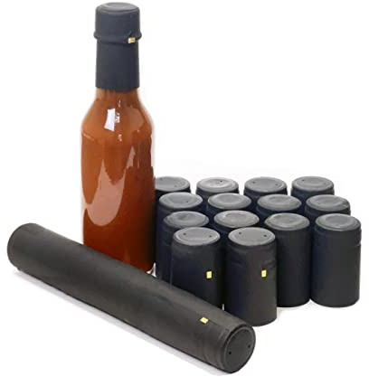 nicebottles Shrink Capsules, Black, 28x50mm, Pack of 30 - Compatible 5oz & 10oz Woozy & Hot Sauce Bottles - BOTTLE NOT INCLUDED
